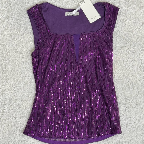 Grace Karin Tops - NWT Grace Karin Women’s Purple Sequin Tank Top Blouse (size S) Soft Inner Lining